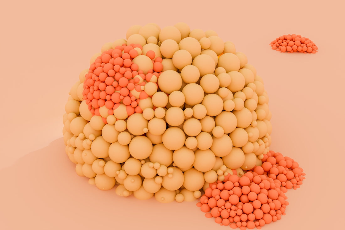 A group of balls of various sizes on a pink background