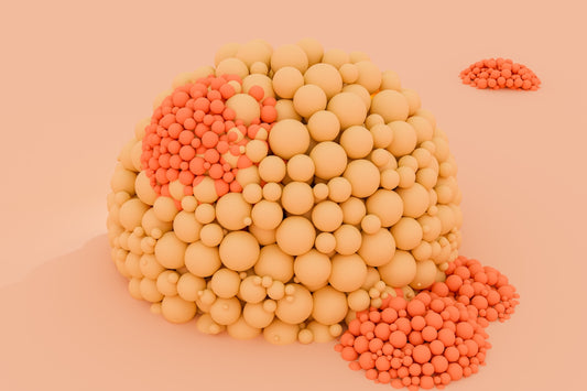 A group of balls of various sizes on a pink background