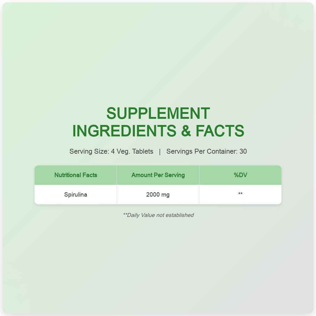 Spirulina Tablet ( 120 tablets) (Copy)